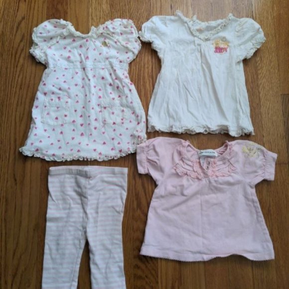 4 PIECE JUICY COUTURE BABY TODDLER CLOTHING BUNDLE DRESS TOPS PANTS PINK 3 - 6 M - Picture 1 of 5